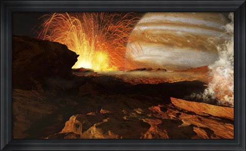 Framed scene on Jupiter&#39;s moon, Io, the most volcanic body in the solar system Print