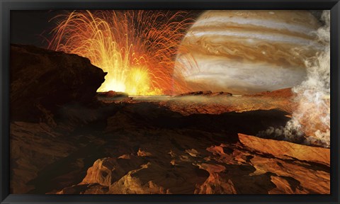 Framed scene on Jupiter&#39;s moon, Io, the most volcanic body in the solar system Print