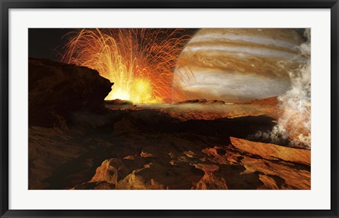 Framed scene on Jupiter&#39;s moon, Io, the most volcanic body in the solar system Print