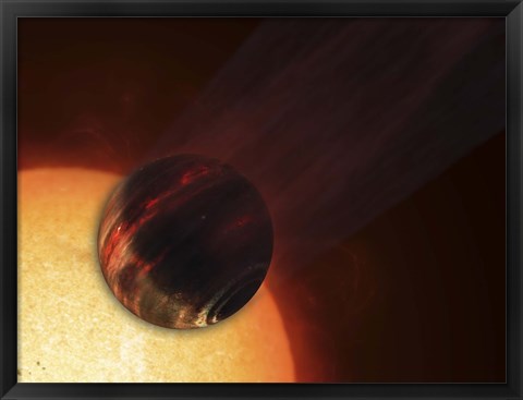 Framed Artist&#39;s concept of a Hot Jupiter Extrasolar Planet Orbiting a Sun-like Star Print