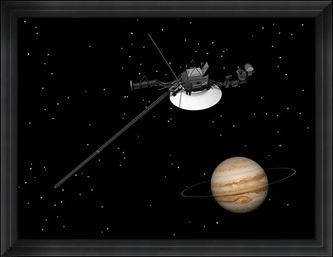 Framed Voyager Spacecraft near Jupiter Print