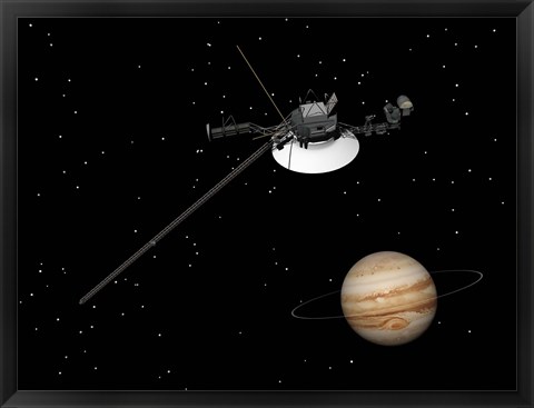 Framed Voyager Spacecraft near Jupiter Print