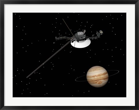 Framed Voyager Spacecraft near Jupiter Print