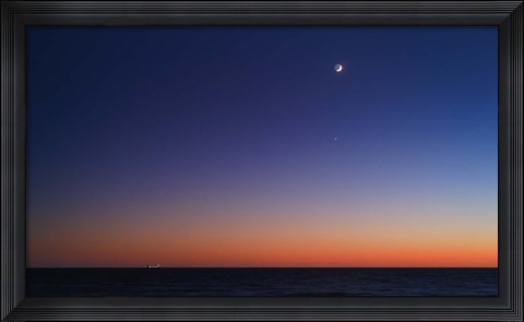 Framed Moon, Venus and Regulus in conjunction over Buenos Aires Print