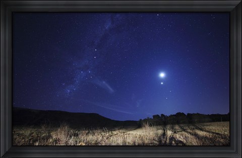 Framed Moon, Venus, Mars and Spica in a Quadruple Conjunction Print