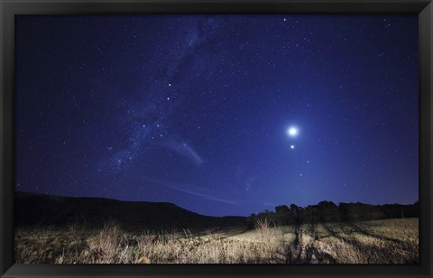 Framed Moon, Venus, Mars and Spica in a Quadruple Conjunction Print