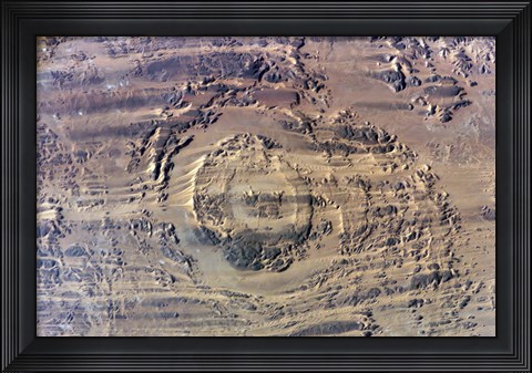Framed impact of an Asteroid or comet in the Sahara Desert Print