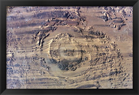 Framed impact of an Asteroid or comet in the Sahara Desert Print