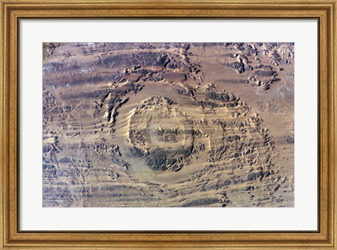 Framed impact of an Asteroid or comet in the Sahara Desert Print