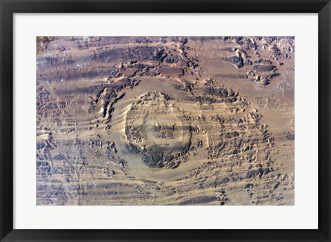 Framed impact of an Asteroid or comet in the Sahara Desert Print