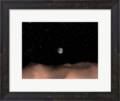 Framed view of Earth as seen from the surface of the Asteroid Toutatis Print
