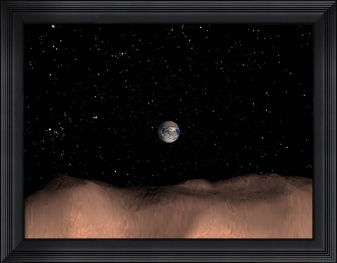 Framed view of Earth as seen from the surface of the Asteroid Toutatis Print