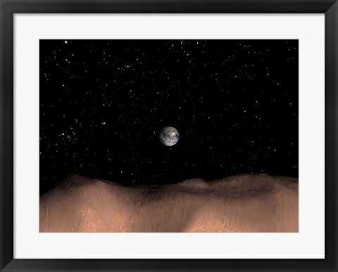 Framed view of Earth as seen from the surface of the Asteroid Toutatis Print