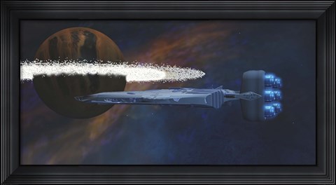 Framed Planet with a Ring of Asteroids Print