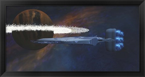 Framed Planet with a Ring of Asteroids Print