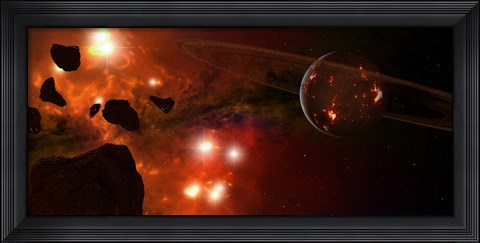 Framed Young Planet with Asteroids Print