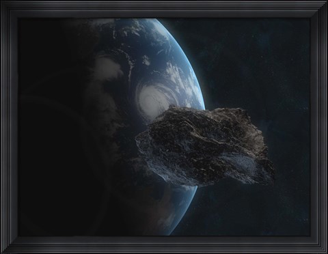Framed Asteroid in Front of the Earth I Print