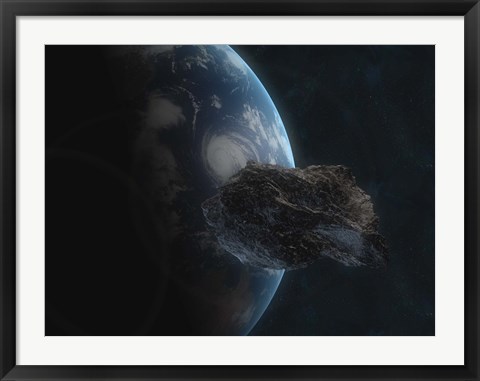 Framed Asteroid in Front of the Earth I Print