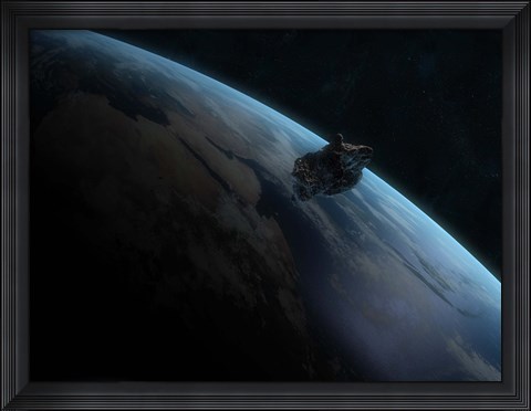 Framed Asteroid in Front of the Earth II Print