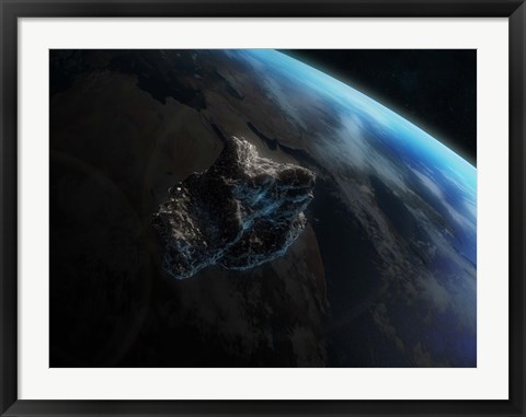 Framed Asteroid in Front of the Earth III Print