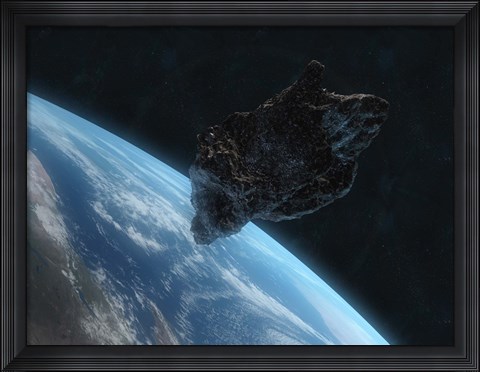 Framed Asteroid in Front of the Earth IV Print