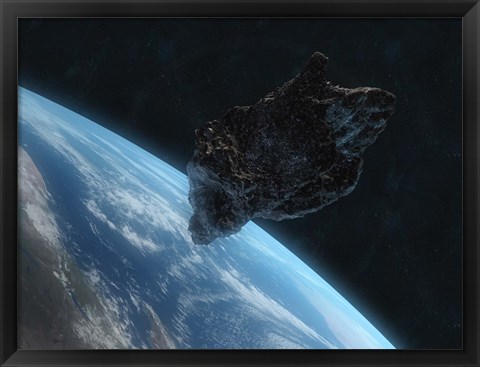 Framed Asteroid in Front of the Earth IV Print