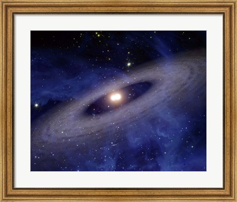 Framed Planets and Asteroids circle around two suns Print