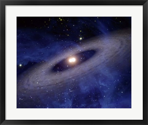Framed Planets and Asteroids circle around two suns Print