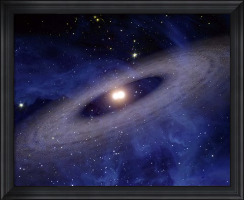 Framed Planets and Asteroids circle around two suns Print