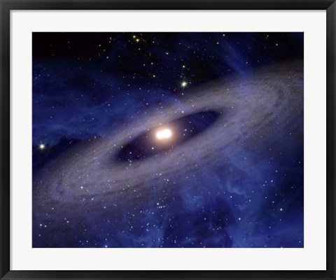 Framed Planets and Asteroids circle around two suns Print