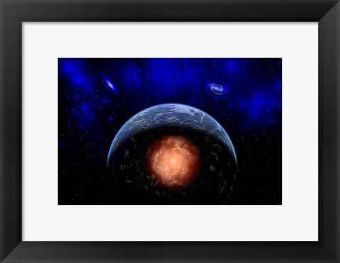 Framed Asteroid Impacting Earth Print