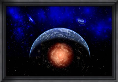 Framed Asteroid Impacting Earth Print