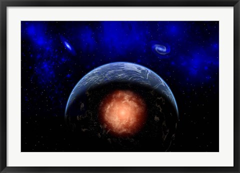 Framed Asteroid Impacting Earth Print