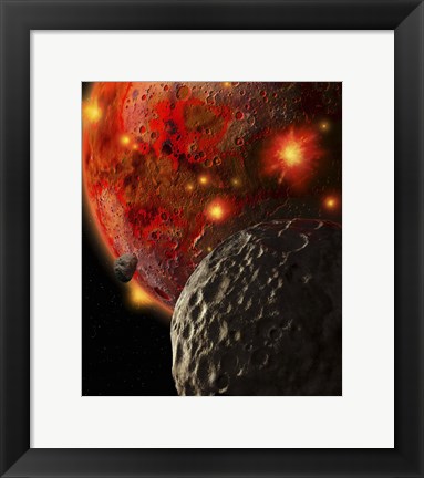Framed Asteroid Impacts Early Earth Print