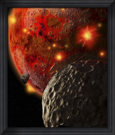 Framed Asteroid Impacts Early Earth Print