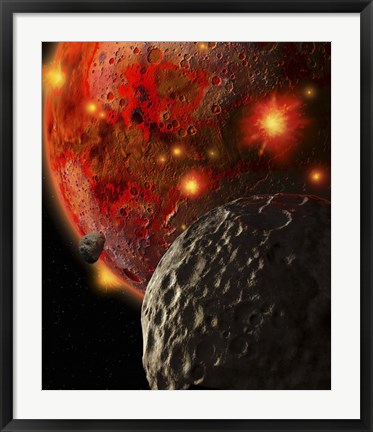 Framed Asteroid Impacts Early Earth Print