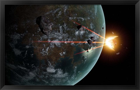 Framed Laser Anti-Asteroid Defense System Print