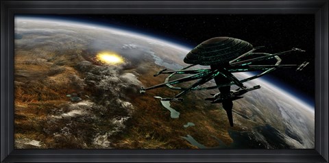 Framed Terrestrial Planet that has been hit by an Asteroid Print