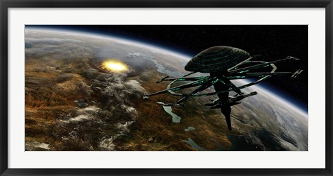 Framed Terrestrial Planet that has been hit by an Asteroid Print