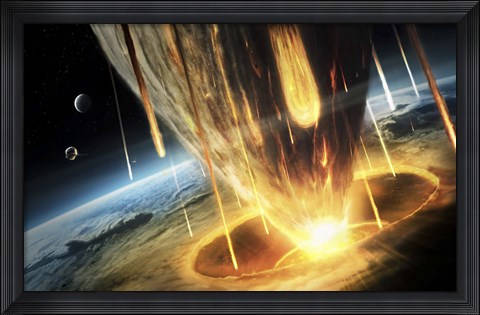 Framed Giant Asteroid collides with the Earth Print