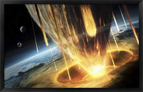 Framed Giant Asteroid collides with the Earth Print