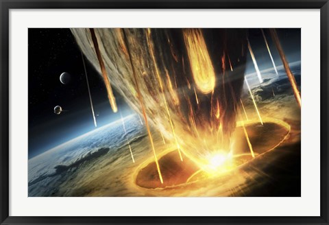 Framed Giant Asteroid collides with the Earth Print