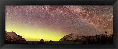 Framed Aurora borealis, Comet Panstarrs and Milky Way Print