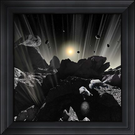 Framed Astronauts explore the tumultuous surface of a Comet Print