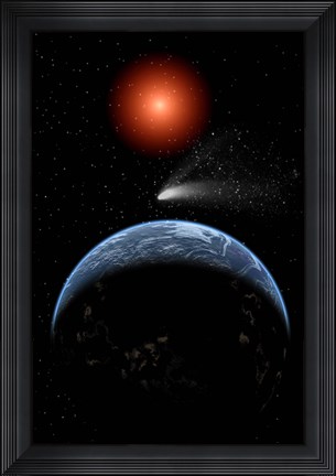 Framed Comet passing the Earth Print