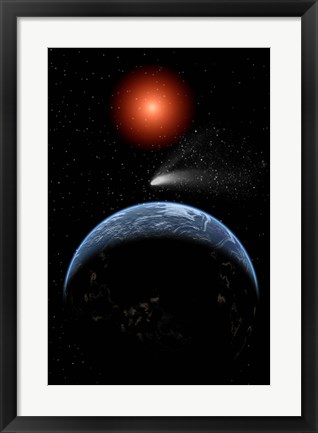 Framed Comet passing the Earth Print