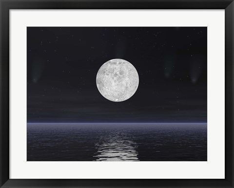 Framed Stars and Comets over the Ocean Print