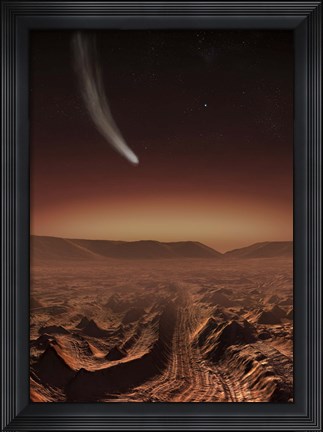 Framed Comet lights up the landscape of Candor Chasma over Mars Print
