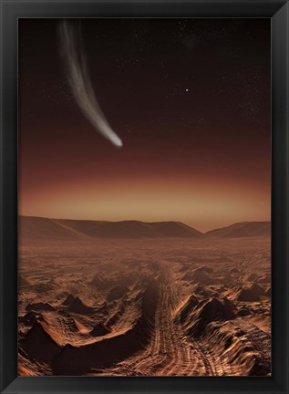 Framed Comet lights up the landscape of Candor Chasma over Mars Print