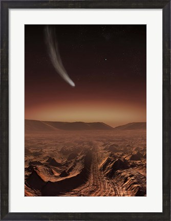 Framed Comet lights up the landscape of Candor Chasma over Mars Print